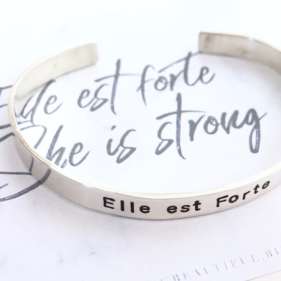 Elle Est Forte Cuff Bracelet Sterling Silver - Picture 8 of 8